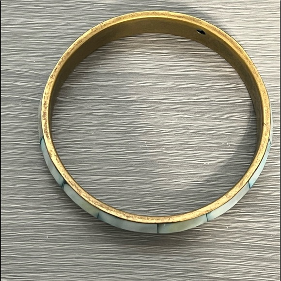 Vintage Gold Bangle with Blue Seashells - Picture 4 of 5